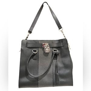 Michael Kors Hamilton Large Satchel Micro
Stud 2 way-strap Tote Bag Black EUC!